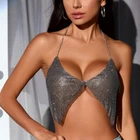Women Bling Rhinestone Body Chain Bra Glitter Crystal Sexy Bikini Crop Top