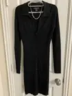 House Of Harlow REVOLVE Collar Cardigan Ribbed Sweater Dress Black NWT Size M