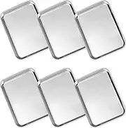 WEZVIX Baking Sheet Set of 6, Stainless Steel Baking Tray for Dinner, Cookie Sheet 7.3 x 5.3 x 0.8 inch, Non Toxic & Healthy, Rust Free & Less Stick, Thick & Sturdy, Easy Clean & Dishwasher Safe