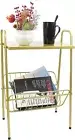 Jbikao Gold Side Accent Table with Magazine Storage Holder Small End Table NIB