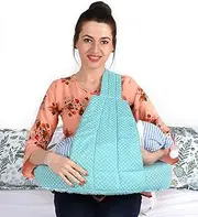 Mothersyard Cotton Fabric HD Foam Feeding/Nursing/Maternity Pillow (Premium Cotton, Polka Green)