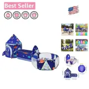 Portable Rocket Ship Tent with Crawl Tunnel and Ball Pit - Interactive Play Set