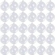30 Pcs Christmas Baubles Clear Plastic Transparent Baubles Fillable Xmas Ball Tree Decoration