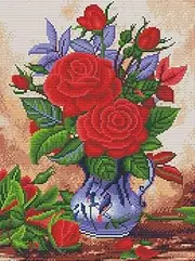 [Amiiba] Cross Stitch Set, Pre-Printed for Adults, Beginners, Rose 11ct Embroidery Kit, Embroidery Kits