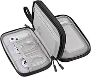 Electronic Organizer, Travel Cable Organizer Bag with Double Layer Design, Waterproof Electronics Accessories Storage Bag for Cable, Cord, Charger, Phone, Earphone (Black)