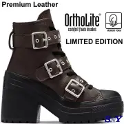 CONVERSE Women's Chuck 70 De Luxe Heel Leather & Buckles Biker Style Boots