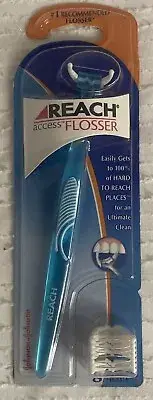 Old Style Blue Reach Access Flosser with Disposable 8 Snap On Floss Heads New