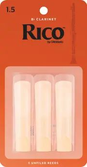 Rico Bb Clarinet Reeds, Strength 1.5, 3-pack