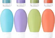 Toiletry Travel Containers | 4x LeakProof Toiletry Bottles For Travel - Refillable Traveling Size Liquid Containers, Portable Storage Organization For Shampoo Conditioner Lotion