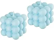 2 Pcs Cube Shaped Bubble Candle, Vanilla Scented Aesthetic Cube Candle, Aesthetic Soy Wax Candle, Decorative Candle for Home Use, Bedroom Decor, Fresh Air, 6 * 6 * 5.5cm (Blue)