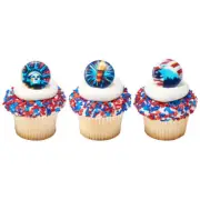 Patriotic Cake Toppers Liberty Cupcake Rings One Dozen