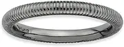 [JewelryWeb] 925 Sterling Silver Polished Ruthenium plating Stackable Black Plated Textured Ring Size 6-Stackable-Ring for Women