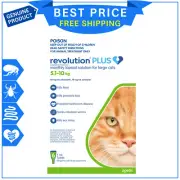 Revolution Plus for Cats 5.1 to 10 Kg Green 6 Pipettes Heartworm Flea Prevention