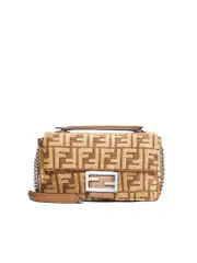 Fendi Baguette Chain FF Tapestry Midi Bag in Brown
