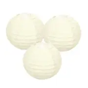 3Pcs Decorative Hanging Round Paper Lanterns 10cm/4", Beige