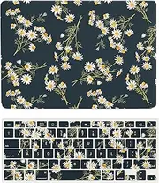 Compatible with MacBook Pro 16 inch Case with Touch ID 2021/2023 Release Model M1 A2485/A2780 M2 Pro/Max Chip, Plastic Protective Matt Durable Hard Shell Case Cover & Keyboard Cover, White Flower