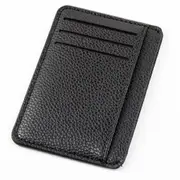 Newly Men Card Holder PU Leather 6 Cards Slot Ultra-thin Lichee Pattern Wallet