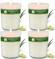Citronella Candles Outdoor, 4 Pack 29.6oz Natural Soy Wax Citronella Candle up to 200 Hours Burning, Fresh Citronella Oil Candles Sets for Garden, Patio, Yard, Balcony BBQ, Camping, Indoor Outdoor