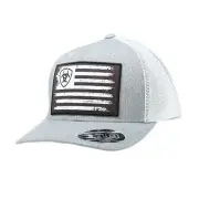 ARIAT Men's Flexfit 110 Flag Snapback, Grey with White Mesh Back