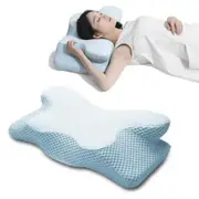 Cervical Pillow for Neck Relief,Ergonomic Orthopedic Memory Foam Pillow with Pillowcase,Support Pillow for Sleepers Color Blue