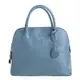 【le Lufon】淺藍色荔枝紋皮革小鎖扣貝殼包(M) 兩用手提包 /側背包 /斜背包（粉紅／淺藍二色)