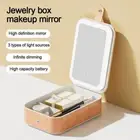 PU Leather Cosmetic Case LED Lighted Beauty Kit Storage Vanity Accessories