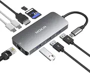 USB C Adapters for MacBook Pro/Air,Mac Dongle with 3 USB Port,USB C to HDMI, USB C to RJ45 Ethernet,MOKiN 9 in 1 USBC to HDMI Adapter,100W Pd Charging, USB C to SD/TF Card Reader USB C Hub