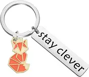 [Gzrlyf] Gzrlry Stay Clever Fox Keychain Fox Charm Keychain Foxes Gifts Fox Things for Fox Lovers Fox Themed Gifts Fox Spirit Gift