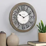 FirsTime & Co. Brown Antique Contour Clock, Small Vintage Decor for Living Room, Kitchen, Home Office, Round, Plastic, Farmhouse, 10 inches