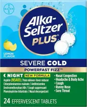 Alka-Seltzer Plus Severe Cold PowerFast Fizz Effervescent Tablets, Nighttime Col