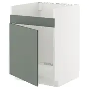 METOD base cab f HAVSEN single bowl sink, white/Nickebo matt grey-green, 60x60x80 cm
