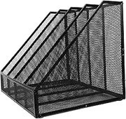 GAROZATION Iron Mesh Desktop File Storage Rack Compartment Organizer for Office Supplies and Documents Sturdy Metal Design for Home School and Workspace Storage