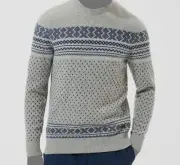 Barbour Men's Gray Fair Isle Wool Pullover Sweater Size XXL