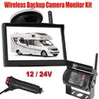 Wireless RVs Reversing Camera 5" Rear View Monitor Kit for Caravan Truck 12V-24V