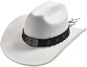 [ZJSCNBE] Artificial Wool Western Cowboy Hats for Men Women Vintage Wide Brim Fedoras Hats Gentleman Lady Cowgirl Jazz Hats