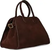 [JANLOVE] Genuine Leather Suede Tote Bag for Women 2024, Vintage Large Capacity Suede Shoulder Slouchy Hobo Handbags Purse