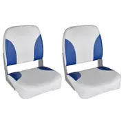 Boat Seats 2 pcs Foldable Backrest With Blue-white Pillow 41x36x48 cm vidaXL