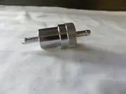 UNIVERSAL IN LINE FUEL FILTER 5/16 - 8mm BARB ENDS, ALLOY BODY AND CLEANABLE