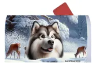 Alaskan Malamute Winter Wonderland Mail Box Cover