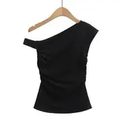 Off Shoulder Plain Top Black - M