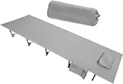ＫＬＫＣＭＳ Folding Camping Cot Camp Bed Portable Heavy Duty Single Outdoor Bed Sleeping Cot for Adults Home Trekking Backpacking Travel, Gray