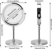 Rechargeable 20 cm Lighted Makeup Mirror, 3 Color Lighting Modes, 10x Magnification LED Vanity Mirror, Dimmable Lights