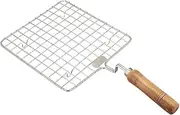 Papad Jali Stainless Steel Wire Roaster Papad Jari Wooden Handle Square with Roasting Net Papad Jali Roti Jali Roaster Square Roti Grill