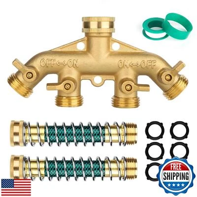 Twinkle Star Garden Hose Splitter 4 Way Brass Heavy Duty, Hose Extension Adap