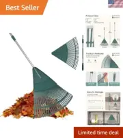 Garden Leaf Rake, Garden Rakes for Lawns Leaves with Adjustable Handle 47-65"...