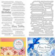 ORIGACH Happy Birthday Stamps and Dies for Card Making Birthday Sentiment Clear Stamps and Cutting Dies for Scrapbooking DIY Crafting Decorative