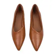 Vince Lex Pointed Toe Flats Size 8.5 Asymmetrical Slip On Leather Shoes Preppy