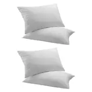 2x 2pc Royal Comfort Duck Feather & Down Cotton Bedding Pillow 50x75cm - White