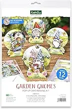 Katy Sue Designs Garden Gnomes Die-Cut Pop-Up Card Making Kit for Adults to Make 12 Cards. 12 Gnome or Gonk Die-Cut Decoupage Paper Sheets & Card Supports, Envelopes & Foam Pads - Card Making Supplies