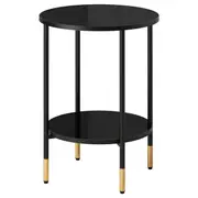 ÄSPERÖD side table, black/glass black, 45 cm